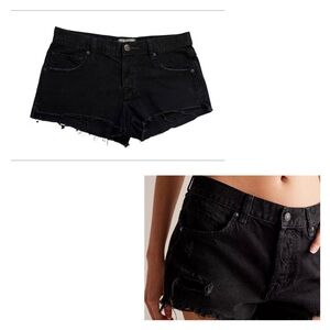 Free People black denim Button Fly Cutoff jean shorts sz 27